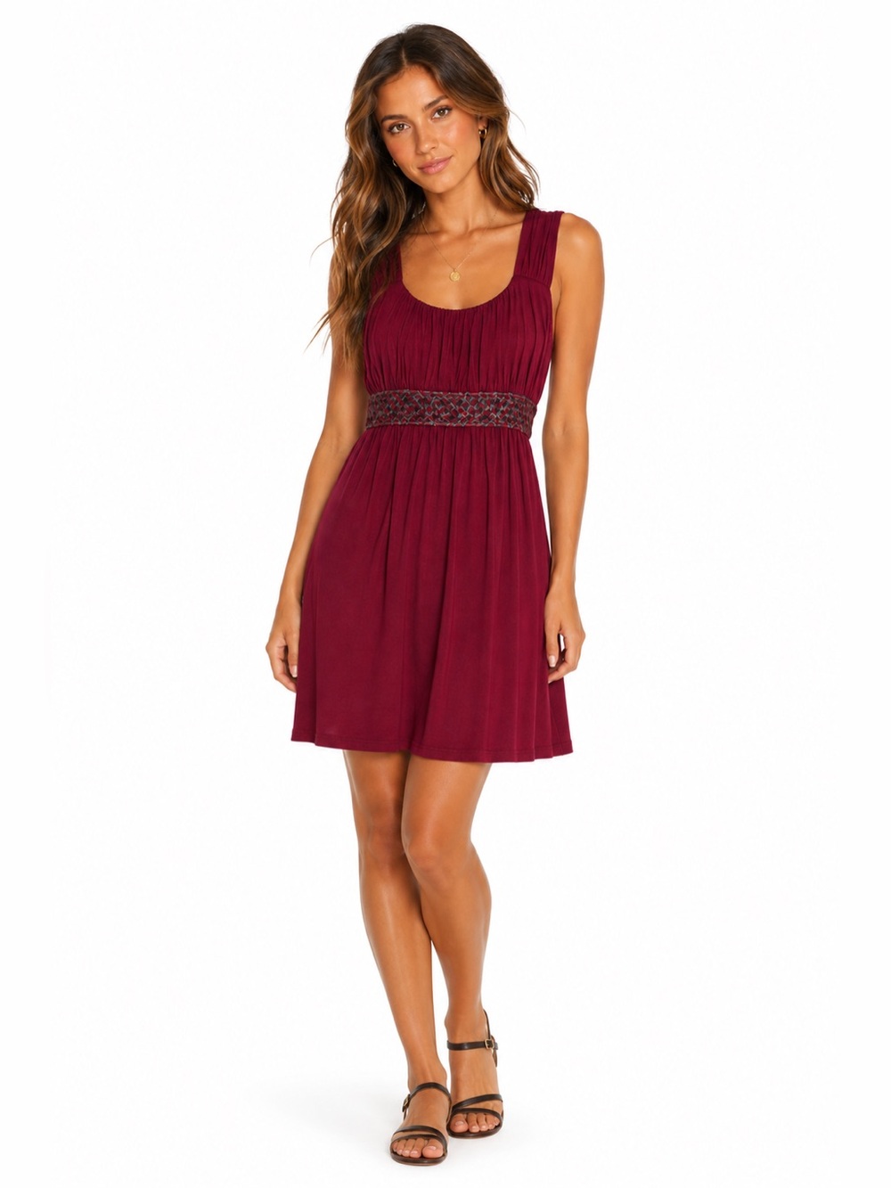 🤍 Soprano Burgundy Empire Waist Dress | Size Small